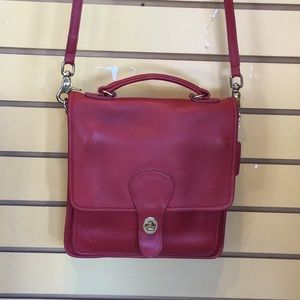 Rare! Red Vintage Coach station top handle satchel purse
